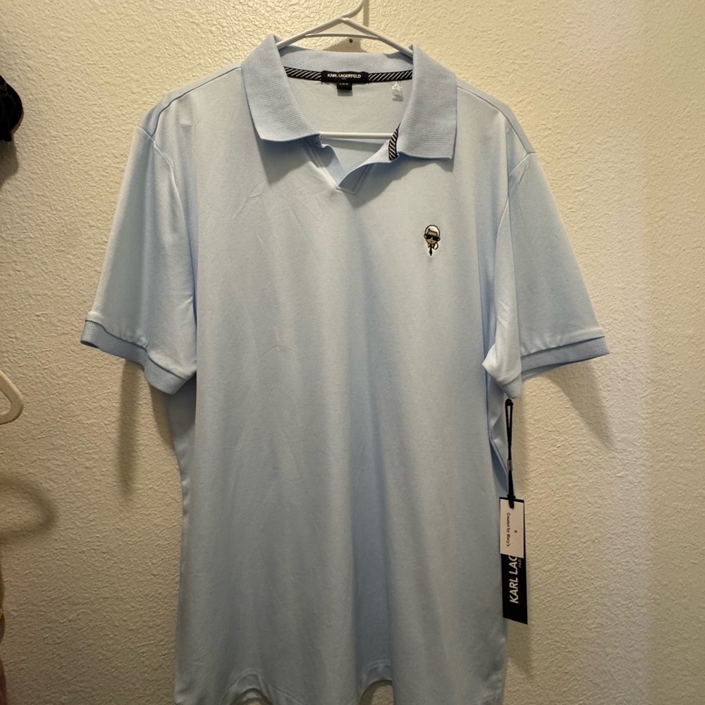 Karl Lagerfeld Blue Polo Shirt Classic Design